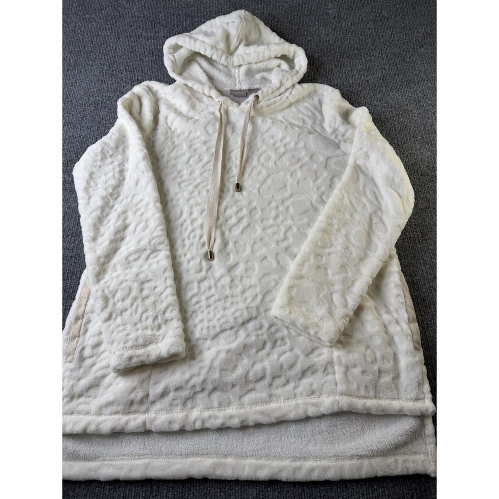 Chico's Zenergy Plush‎ Hoodie Women's 0 US 4/6 Ivory Textured Pullover